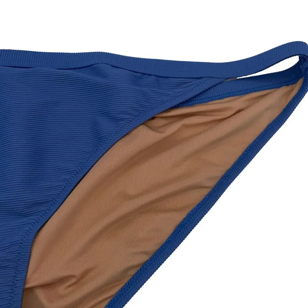 New J. Crew Blue Ribbed Hipster Bikini Swim Bathing Suit Bottom Women's Size 3X